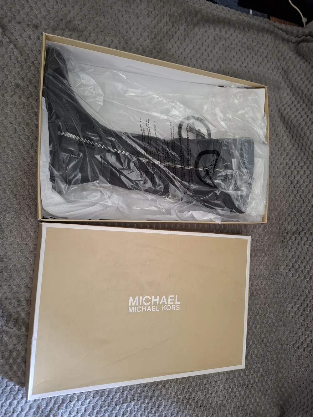 Michael Kors Hamilton Black Leather Tall Boots Size 5.5M